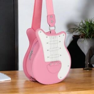 Pink Electric Guitar Crossbody Bag